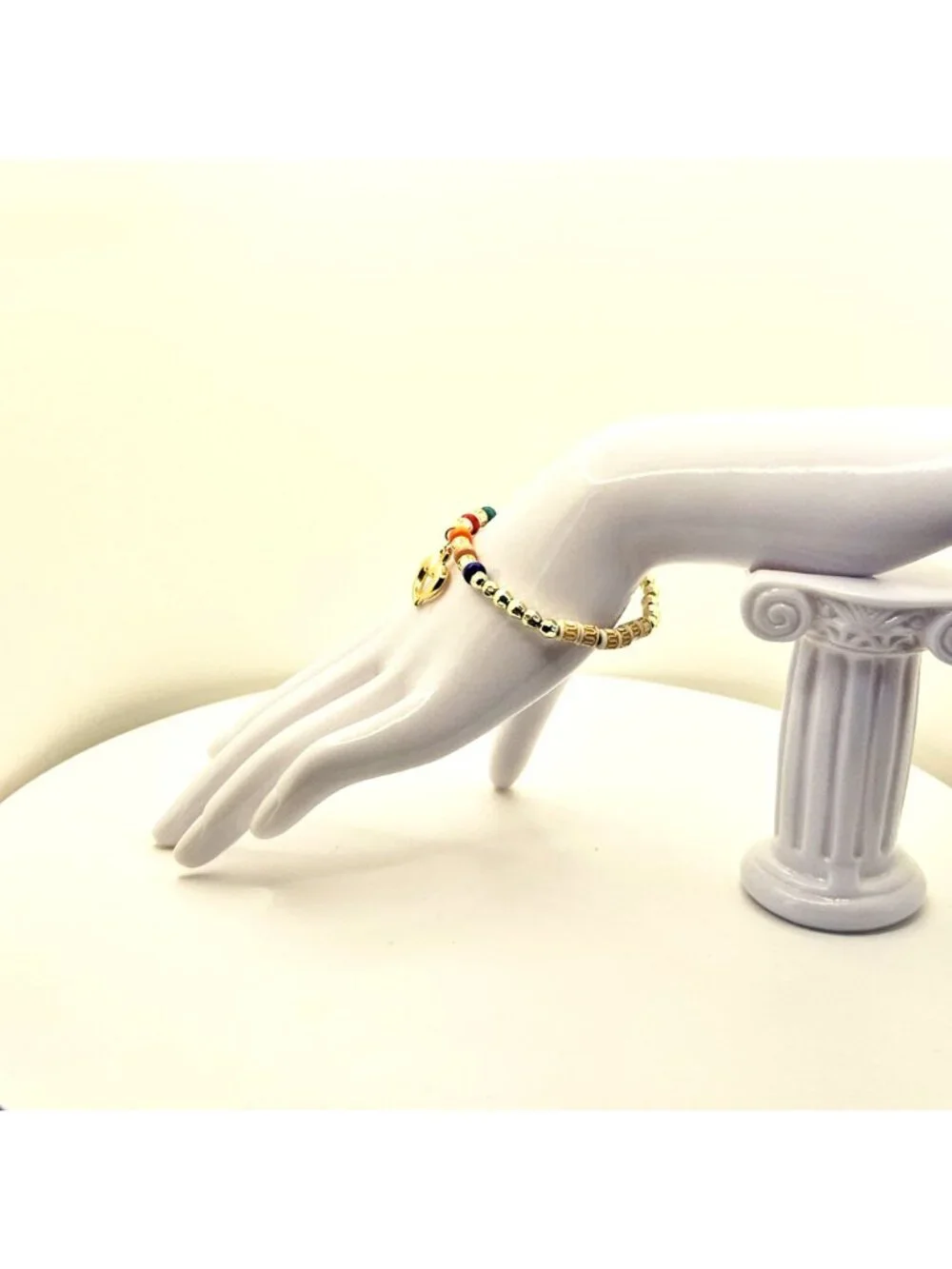Boho Heart Bracelet, Colorful Beaded Stretch Bracelet, Minimalist Heart Charm